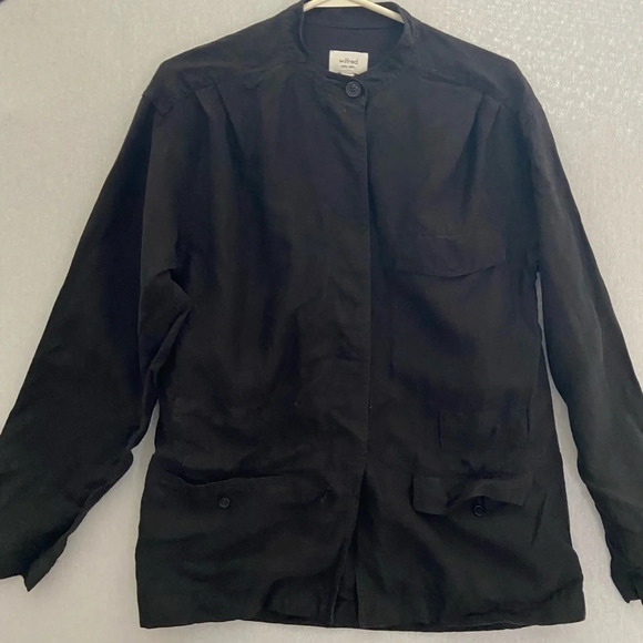 Aritzia Wilfred Womens Nicolet Linen Lyocell Utility Jacket Black Size M - Picture 1 of 11